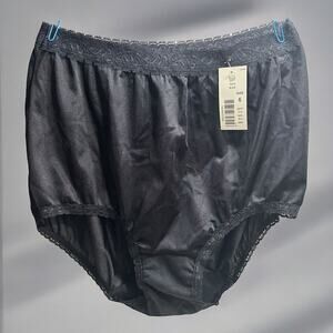 VTG NEW Black Cotillion Shiny Briefs Panties DBL Sided Cotton Gusset SZ 6 Granny